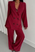 MODAL 4 DÜĞME ASTARSIZ CEKET - PANTOLON TAKIM - Bordo resmi